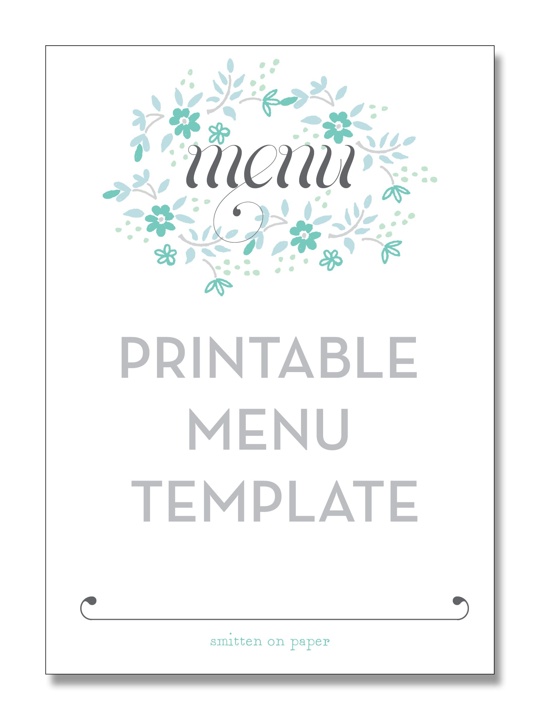 Free printable wedding menu templates